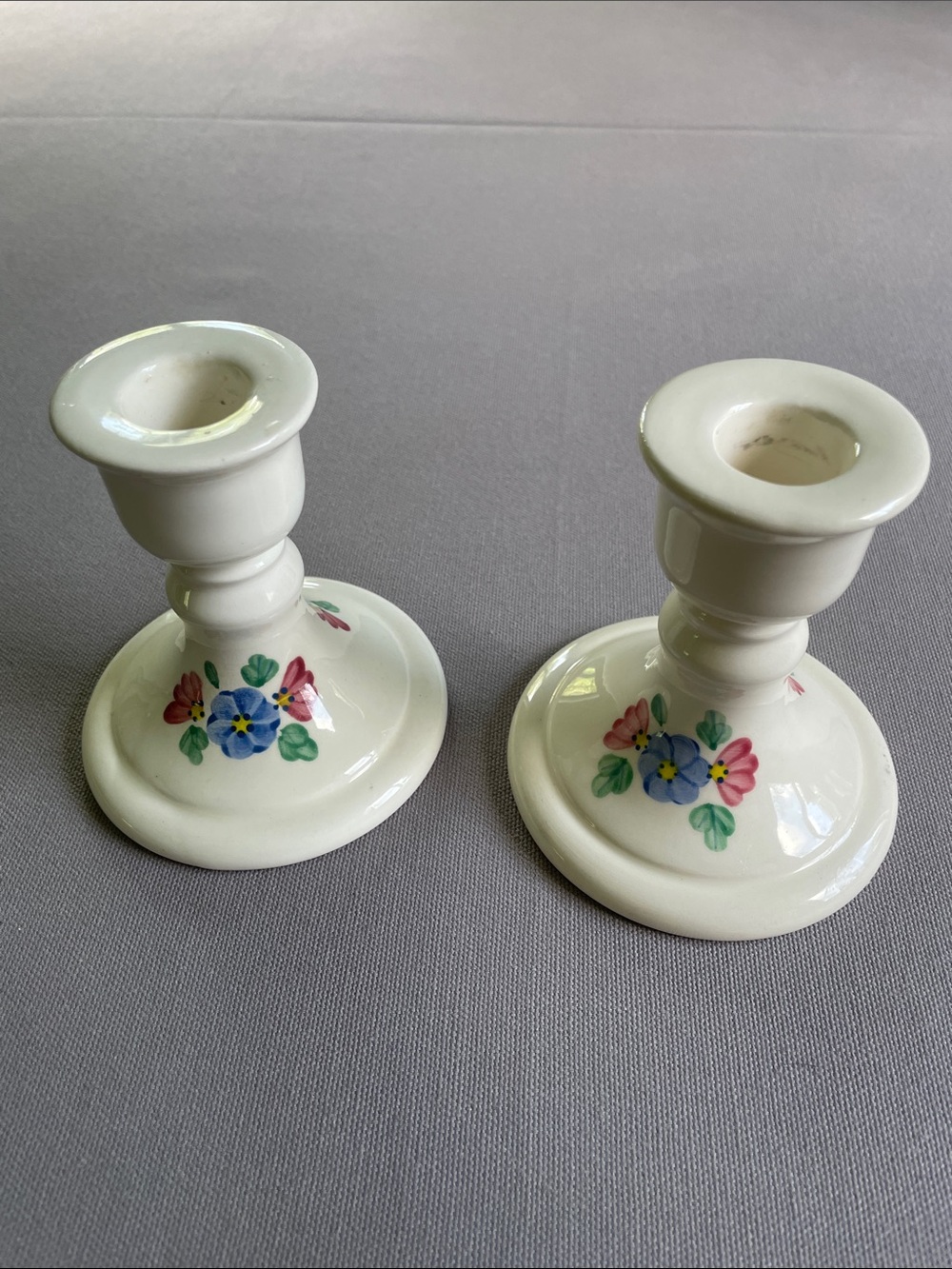 Vintage Ceramic Hand Painted Candlesticks